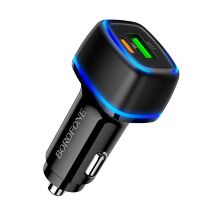 Автомобільний зарядний пристрій BOROFONE BZ14A Mercury dual port PD20W+QC3.0 ambient light car charger