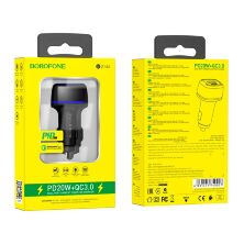 Автомобільний зарядний пристрій BOROFONE BZ14A Mercury dual port PD20W+QC3.0 ambient light car charger