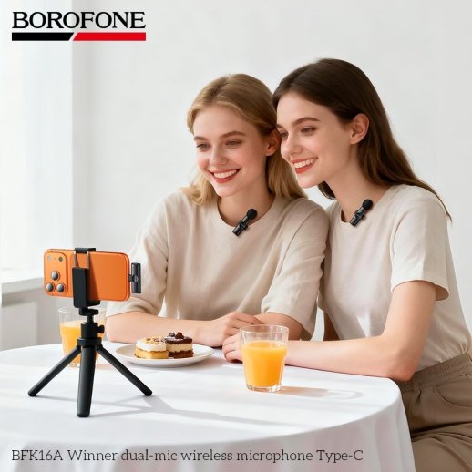 Бездротовий мікрофон BOROFONE BFK16A Winner dual-mic wireless microphone Type-C