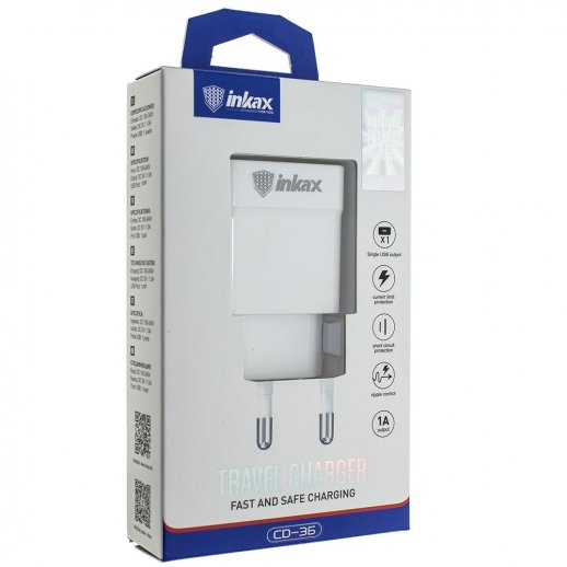 Зарядний пристрій INKAX CD-36 1.0A | 1 USB