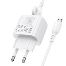 Мережевий зарядний пристрій BOROFONE BAS42A USB QC3.0 + кабель USB - MICRO, білий