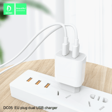 Мережевий зарядний пристрій DENMEN DC05T + CABLE USB Type-C 2.4A 2USB