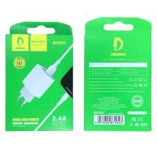 Мережевий зарядний пристрій DENMEN DC05T + CABLE USB Type-C 2.4A 2USB