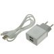 Мережевий зарядний пристрій WUW T23 2 USB + USB Lightning 2100 mA