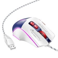 Мишка дротова HOCO GM31 Overlord luminous gaming, white blue