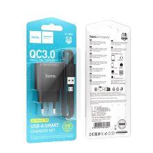 Сетевое зарядное устройство HOCO C140A USB QC3.0 18W + кабель USB - MICRO, чорний