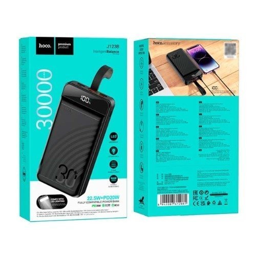 Power Bank HOCO J123B Element 30000 mAh 22.5W+PD20W fully compatible with digital display, чорний