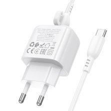 Мережевий зарядний пристрій BOROFONE BAS42A USB QC3.0 + кабель USB - TYPE-C, білий