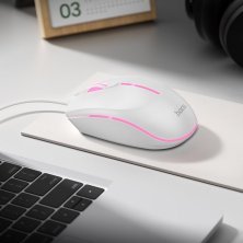 Мишка дротова HOCO GM37 Wonderful ігрова з підсвіткою, білий