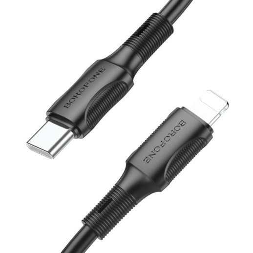 USB-C кабель BOROFONE BX80 PD 20W charging data Type-C - Lightning 1 метр чорний
