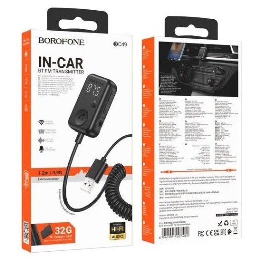 FM Модулятор BOROFONE BC49 1,20м Bluetooth / гучномовець
