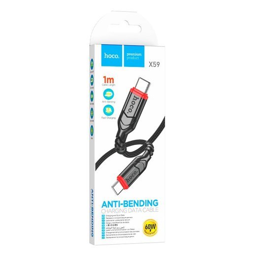 USB-C кабель HOCO X59 60W Type-C - Type-C 1 MЕТР ЧОРНИЙ