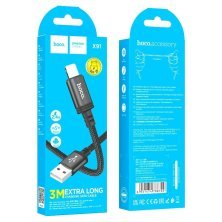 USB кабель HOCO X91 USB - Lightning 3MЕТРИ ЧОРНИЙ