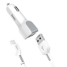 Автомобільний зарядний пристрій HOCO Z23 2USB 2.4A + кабель USB - Micro USB, білий