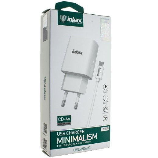Зарядний пристрій INKAX CD-46 2.4A + USB кабель TYPE-C