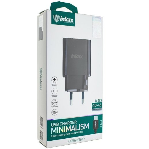 Зарядний пристрій INKAX CD-46 2.4A + USB кабель TYPE-C