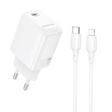 Мережевий зарядний пристрій BOROFONE BN28 PD 30W + кабель TYPE-C - LIGHTNING, білий