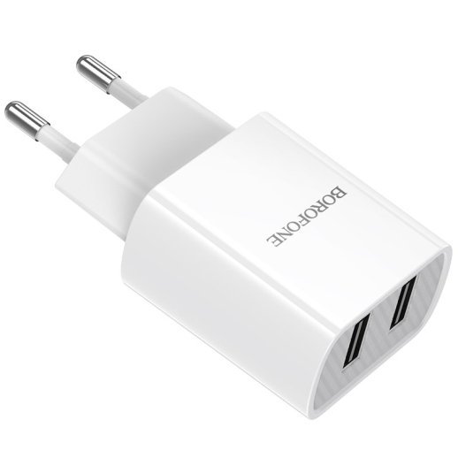 Мережевий зарядний пристрій Borofone BA53A 2*USB 2,1A, білий