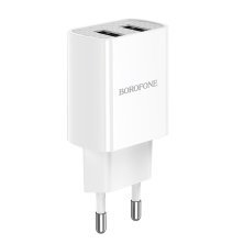 Мережевий зарядний пристрій Borofone BA53A 2*USB 2,1A, білий