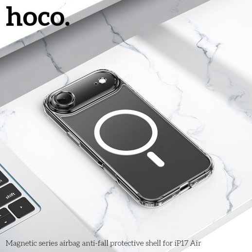 Силіконова накладка HOCO протиударна з MagSafe для APPLE iPhone 17 AIR, прозора