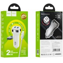 Автомобільний зарядний пристрій HOCO Z40 2USB 2.4A + кабель USB - Micro USB, білий