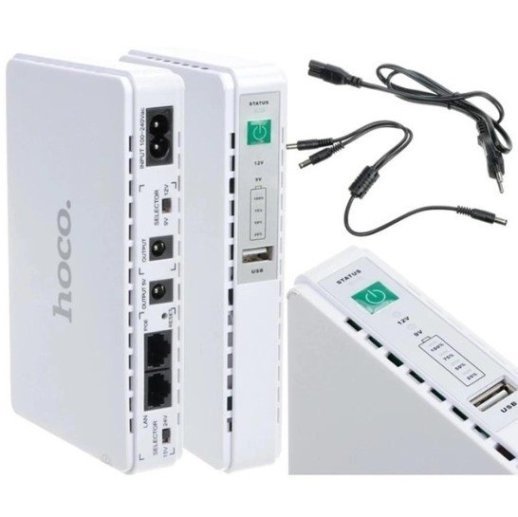 ДБЖ для роутера HOCO DB25 PLUS UPS + POWERBANK 10000 mah 9V/12V + USB 5V, білий