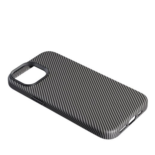 Накладка Leather Carbon With Magnetic для Apple iPhone 15 Titanium
