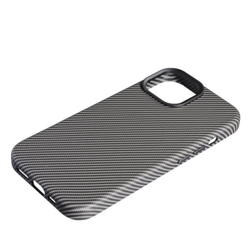 Накладка Leather Carbon With Magnetic для Apple iPhone 15 Titanium