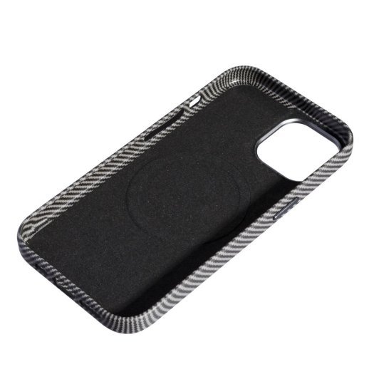 Накладка Leather Carbon With Magnetic для Apple iPhone 15 Titanium