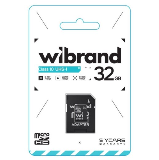 Карта пам'яті micro 32Gb Wibrand SDHC (UHS-1) class 10 (adapter SD)