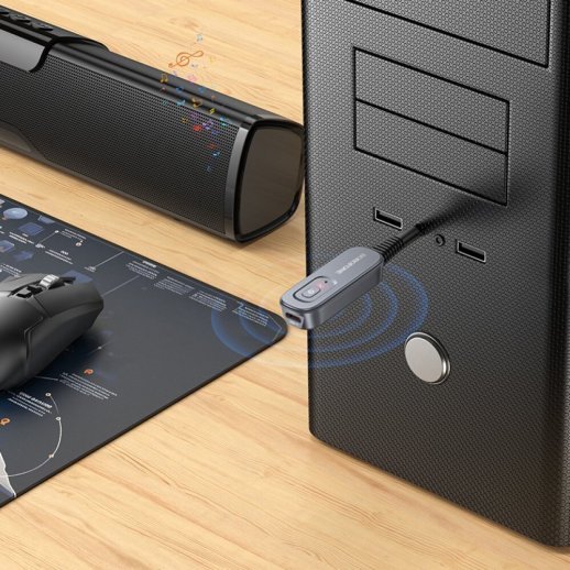 Bluetooth-аудіоадаптер BOROFONE BC51 Clear Way, сірий