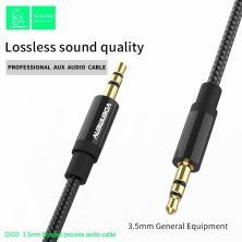 AUX КАБЕЛЬ Denmen DX03 jack 3.5мм 1M ТКАНИНОВА ОПЛЕТКА
