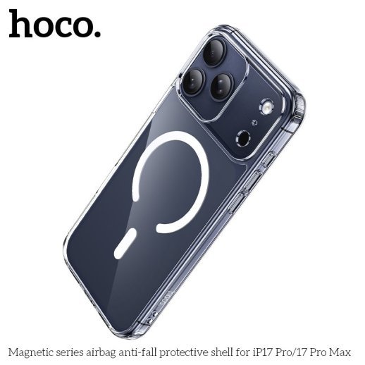Силіконова накладка HOCO протиударна з MagSafe для APPLE iPhone 17 PRO MAX, прозора