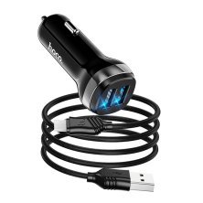 Автомобільний зарядний пристрій HOCO Z40 2USB 2.4A + кабель USB - Micro USB, чорний