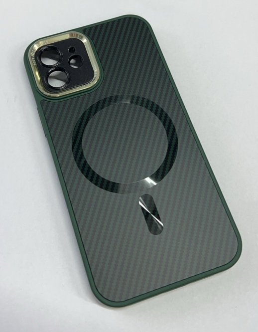 Case Carbone Shield Magsafe  for Apple Iphone 12 Green