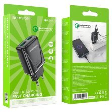 Мережевий зарядний пристрій BOROFONE BA54A Wide 2 USB QC3.0 18W