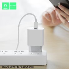 Мережевий зарядний пристрій DENMEN DC06T 3.6A USB-C + CABLE TYPE-C TO TYPE-C PD 20W