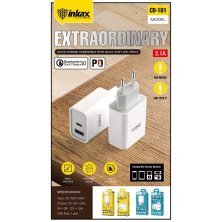 Мережевий зарядний пристрій INKAX CD-101 QC3.0 | 3.4A | 1 USB | 1 USB C + кабель USB Type-C для Android