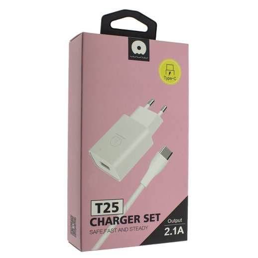 Мережевий зарядний пристрій WUW T25 2.1A + USB Type-C