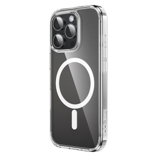 Силіконова накладка HOCO протиударна з MagSafe для APPLE iPhone 14 PRO MAX 6.7" прозора