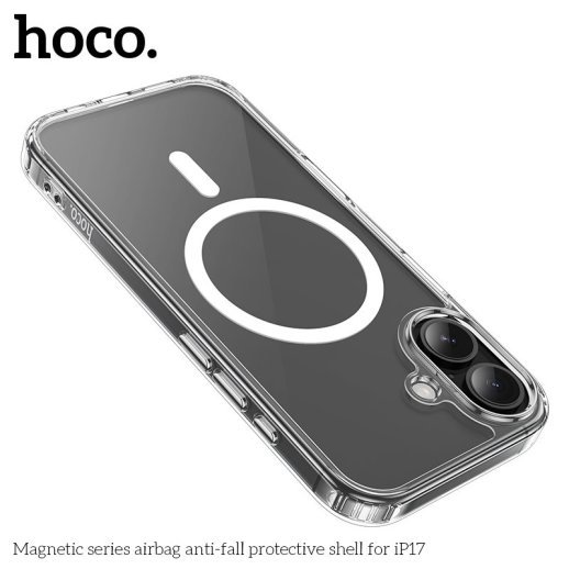 Силіконова накладка HOCO протиударна з MagSafe для APPLE iPhone 17, прозора