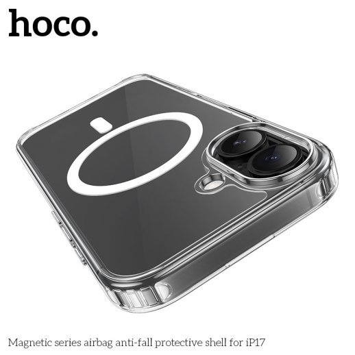 Силіконова накладка HOCO протиударна з MagSafe для APPLE iPhone 17, прозора