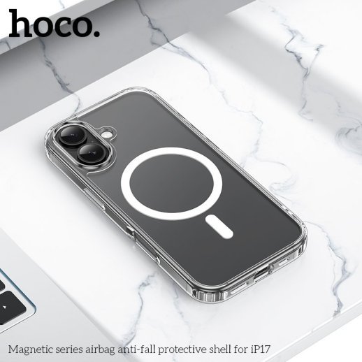 Силіконова накладка HOCO протиударна з MagSafe для APPLE iPhone 17, прозора