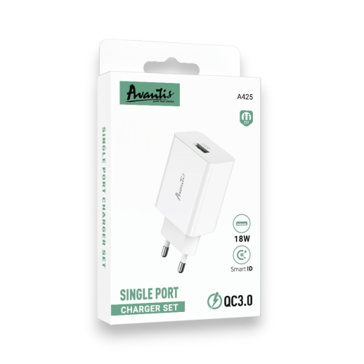 Мережевий Зарядний Пристрій Avantis A425 1USB QC 3.0 White