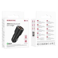 Автомобільний зарядний пристрій BOROFONE BZ19B Wisdom 36W dual port QC3.0 car charger