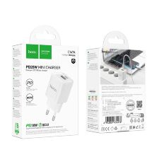 Мережевий зарядний пристрій HOCO C147A TYPE-C PD 20W + USB QC3.0, БІЛИЙ