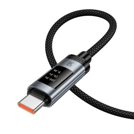 USB кабель Hoco U148 Lord USB  -  Type-C 100W з цифровим дисплеєм, чорний