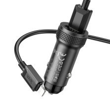 Автомобільний зарядний пристрій HOCO Z49 2USB 2,4A + кабель USB - Lightning, чорний