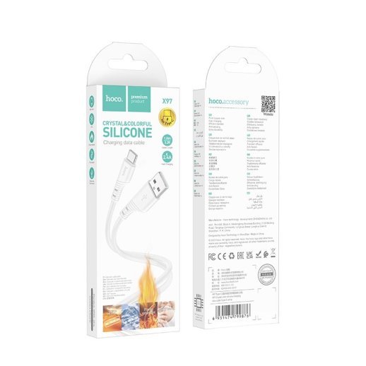 USB кабель HOCO X97 USB - Type-C, SILICONE, 1метр, білий