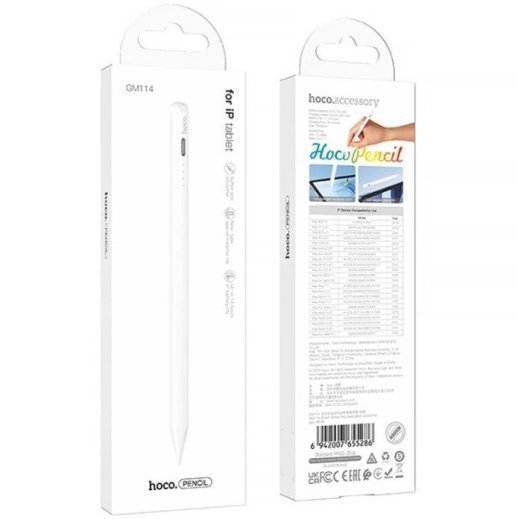 Стилус HOCO GM114 для планшету з магнітом для iPad, білий